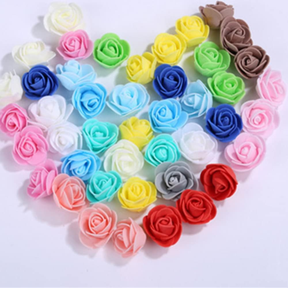 Mini Fake Roses Artificial Flowers 100 PCS 3.5cm Red Foam Rose Head for DIY Craf