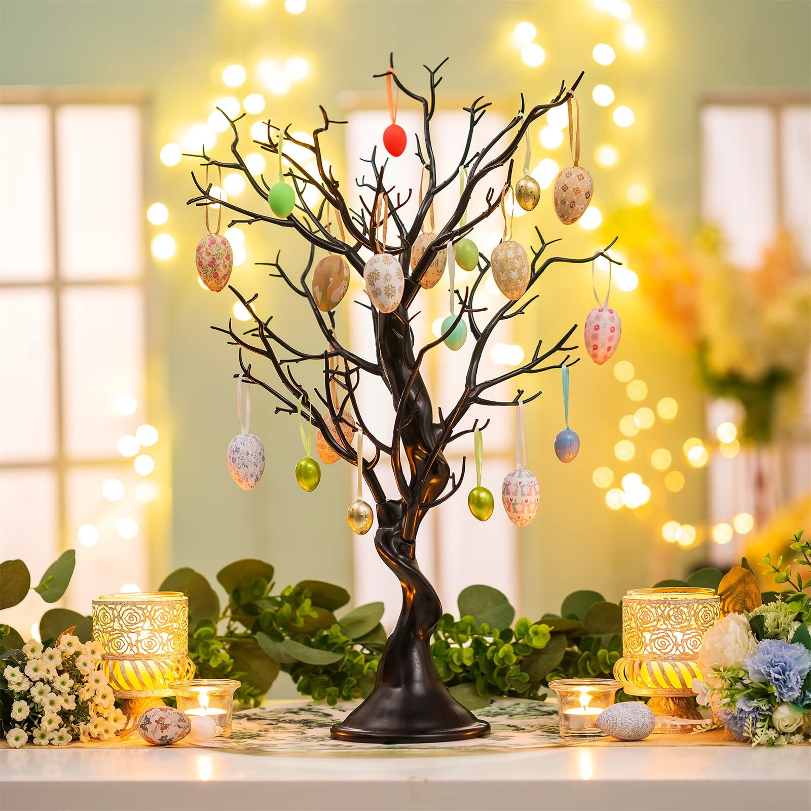 1.9FT Black Artificial Tree Small Faux Table Centerpiece Halloween Gothic