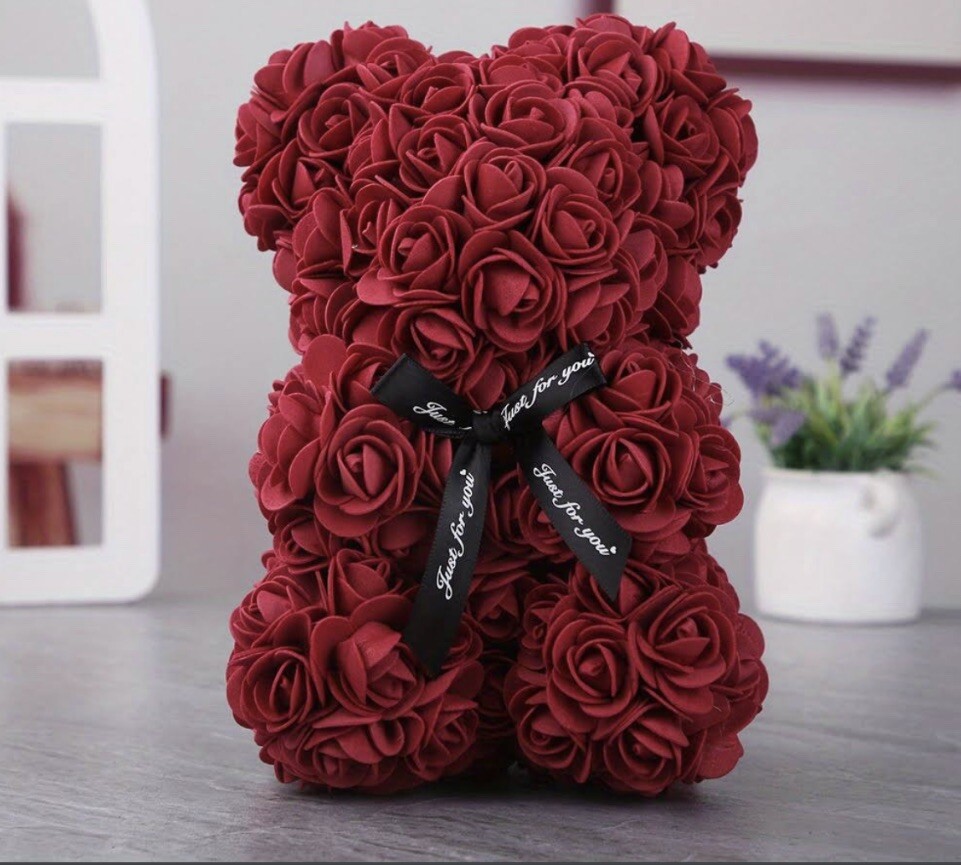 Rose Teddy Bear Flower with Gift Box US Seller