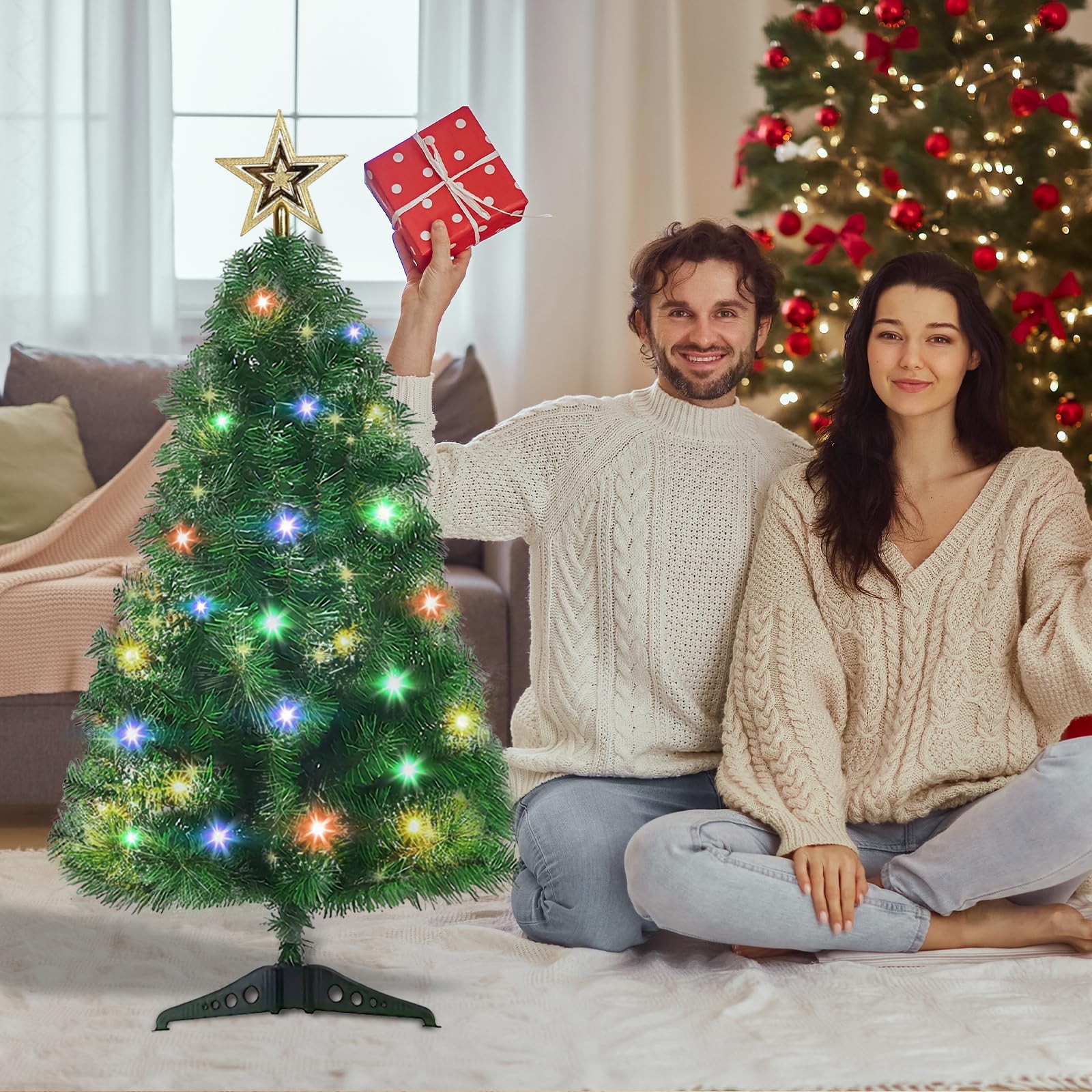 3ft Artificial Christmas Tree, Tabletop Xmas Tree for Holiday Decor 140 Branc…