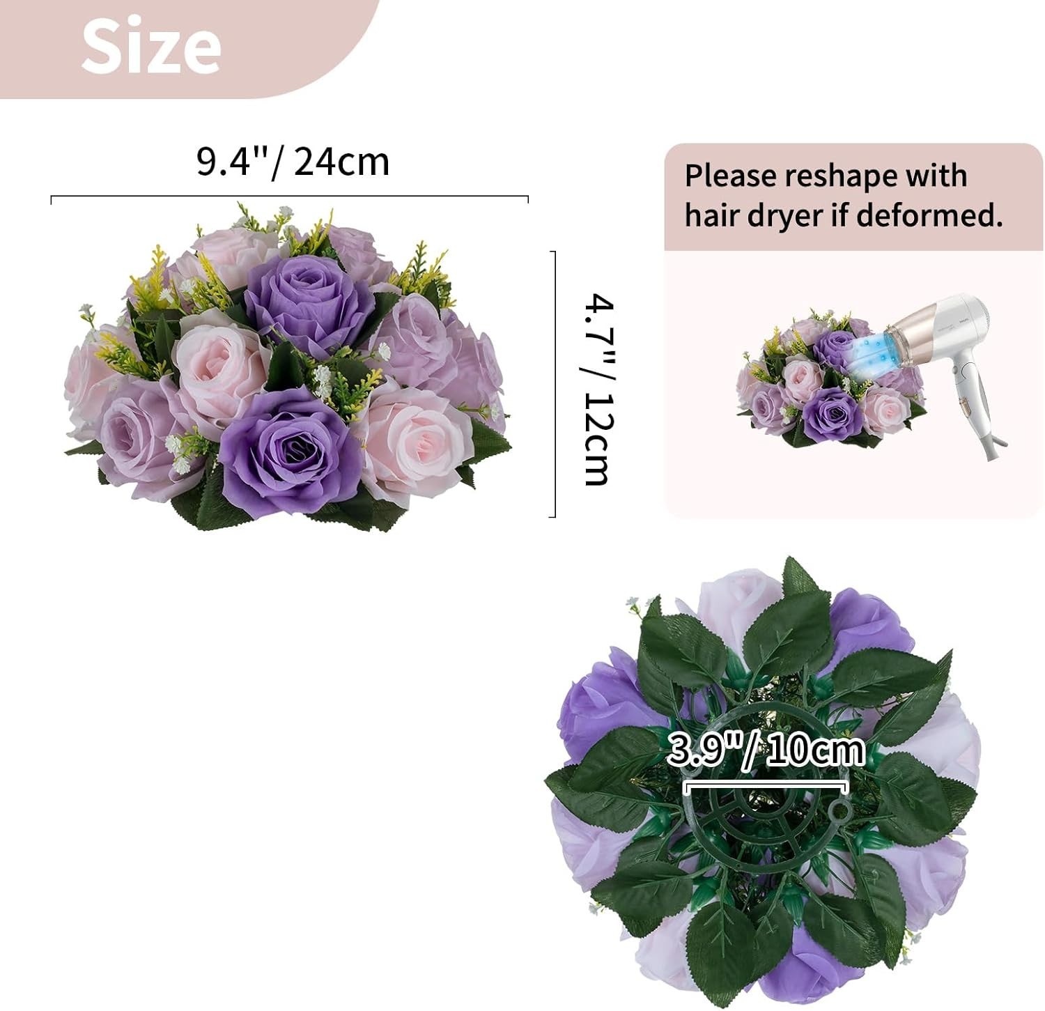 Romantic Rose Centerpieces: 10 Pcs Lilac/Purple/Pink Balls