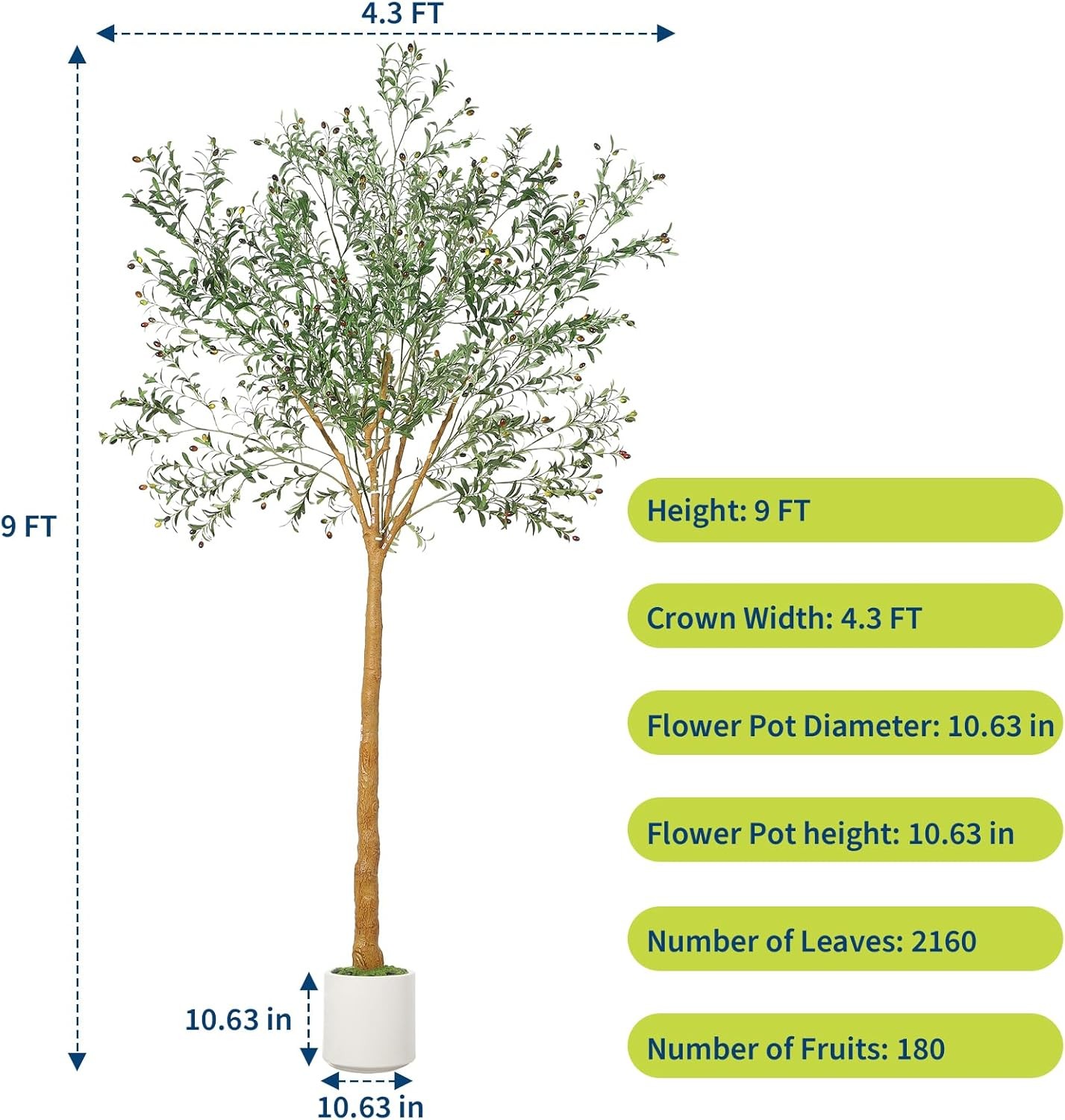 GARVEE Lifelike Artificial Olive Tree 9FT/10FT for Home Interior Decor, Offices