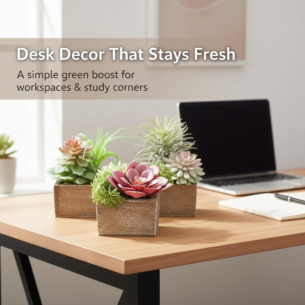 Succulent Plants Artificial for Home Bathroom Decor Fake Plants 3 Pack | Fake Su