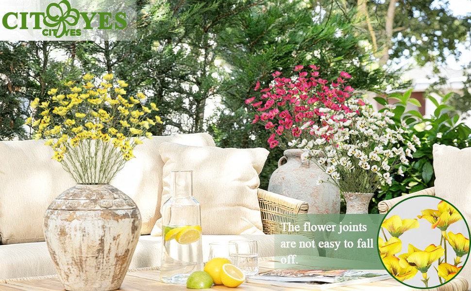 10 Pcs Artificial Wildflowers Fake Flower Stems 21″ Silk Spring Flowers