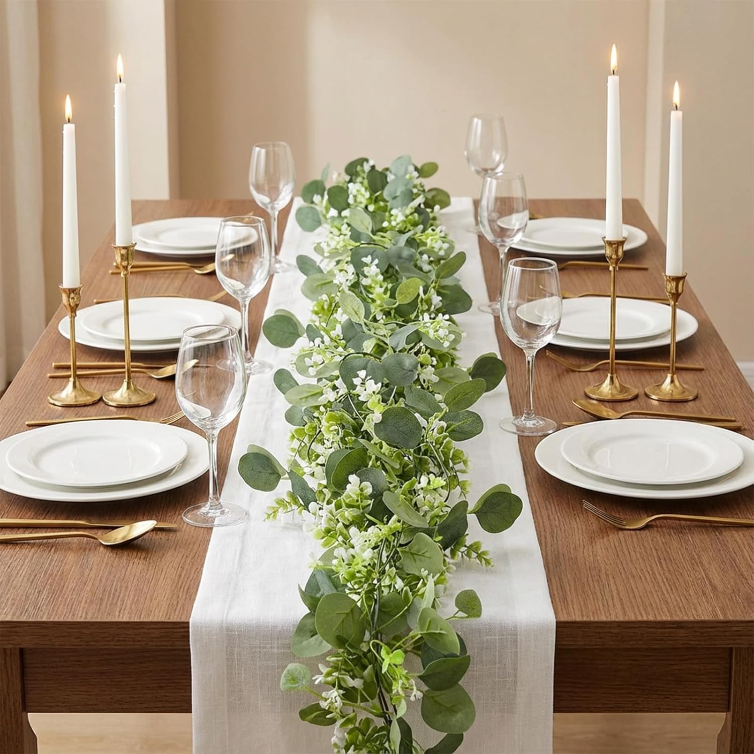 6 Pack 5.9 Feet Faux Eucalyptus Garlands Bulk Artificial Wedding Garland W/