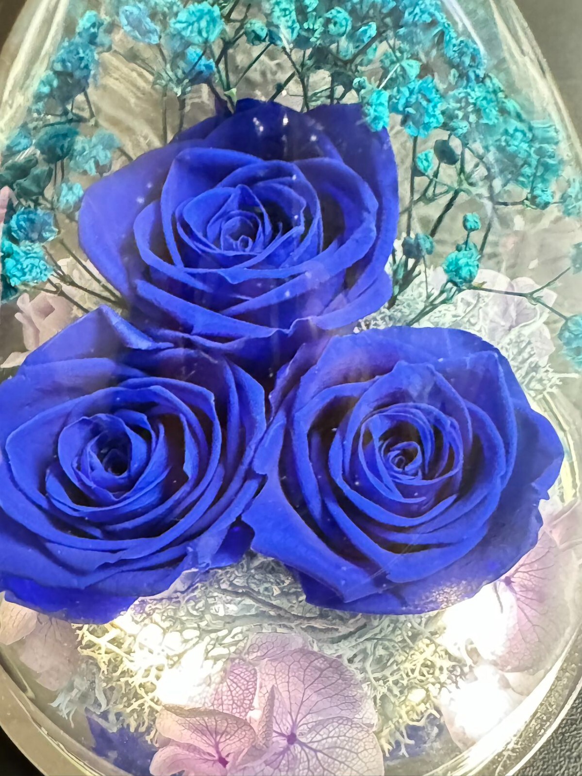 Mothers Day Mom Gift for her, Preserved Real Flower Rose in Large Glass Angel…