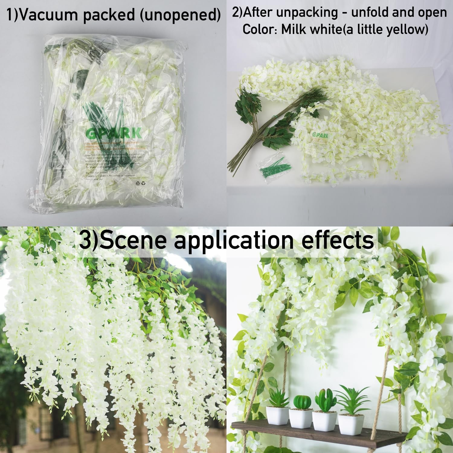 (36 Branches 12 Pack /45 inch /3.7ft Wisteria Hanging Artificial Flowers Fake…