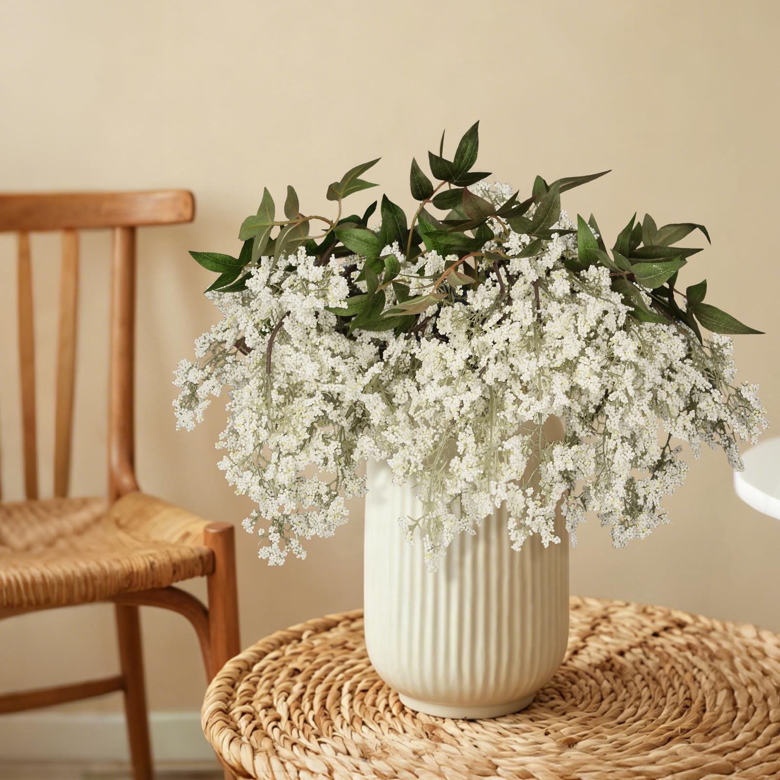 43″ Tall Faux Stems for Floor Vases, 3 Pcs White Artificial Spring Floral Bra…