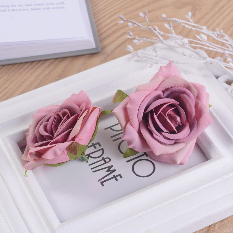 Rose Head Silk Wreath Flowers Wedding Party Home Decor Artificial Flower 7cm 5pc