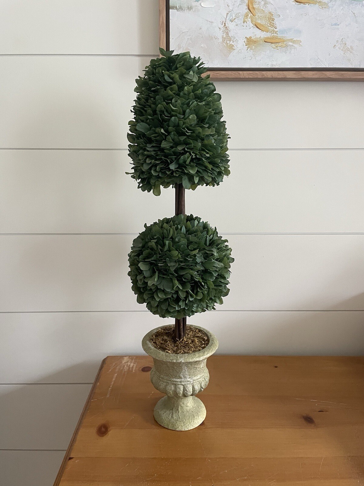 Potted Cone & Ball Faux Boxwood Topiary Green Indoor Outdoor Garden Home Decor
