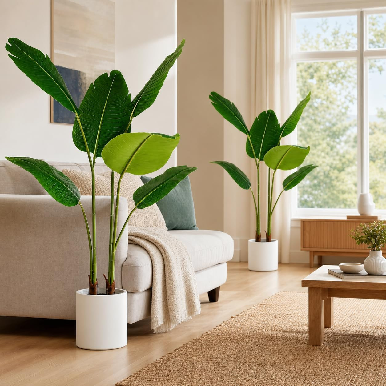 Artificial Bird of Paradise Plant 3.3Ft, Faux Banana Leaf Tropical Trees with 6