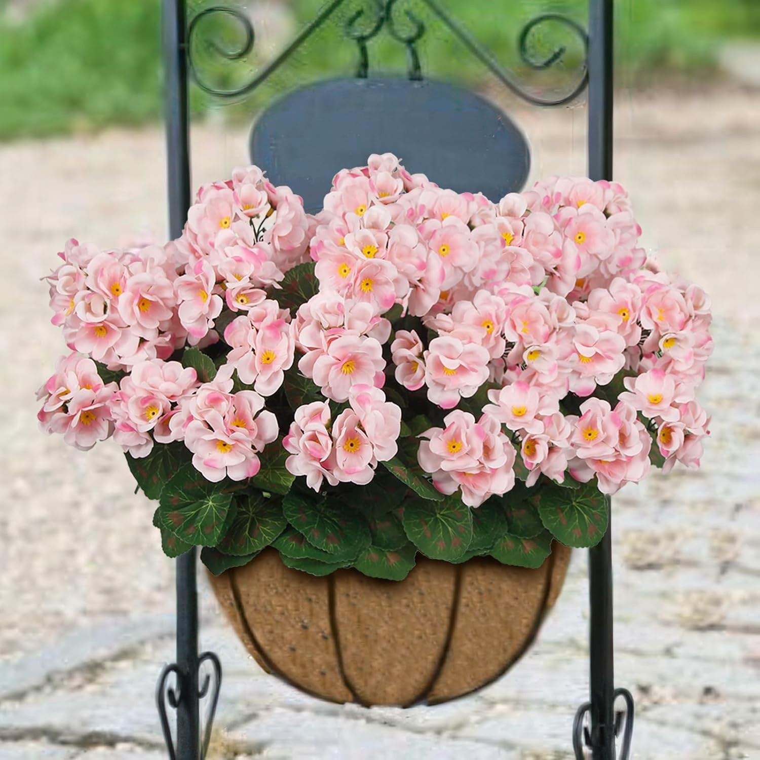 8 Pcs Artificial Geraniums Flowers Pink Silk Geraniums for Outdoors UV