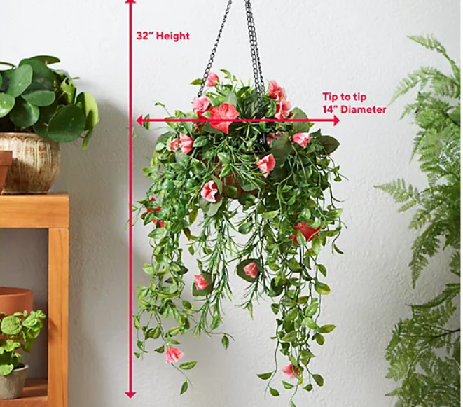 Garden Reflections 14″ Faux Morning Glory Hanging Basket Choose Color M79797