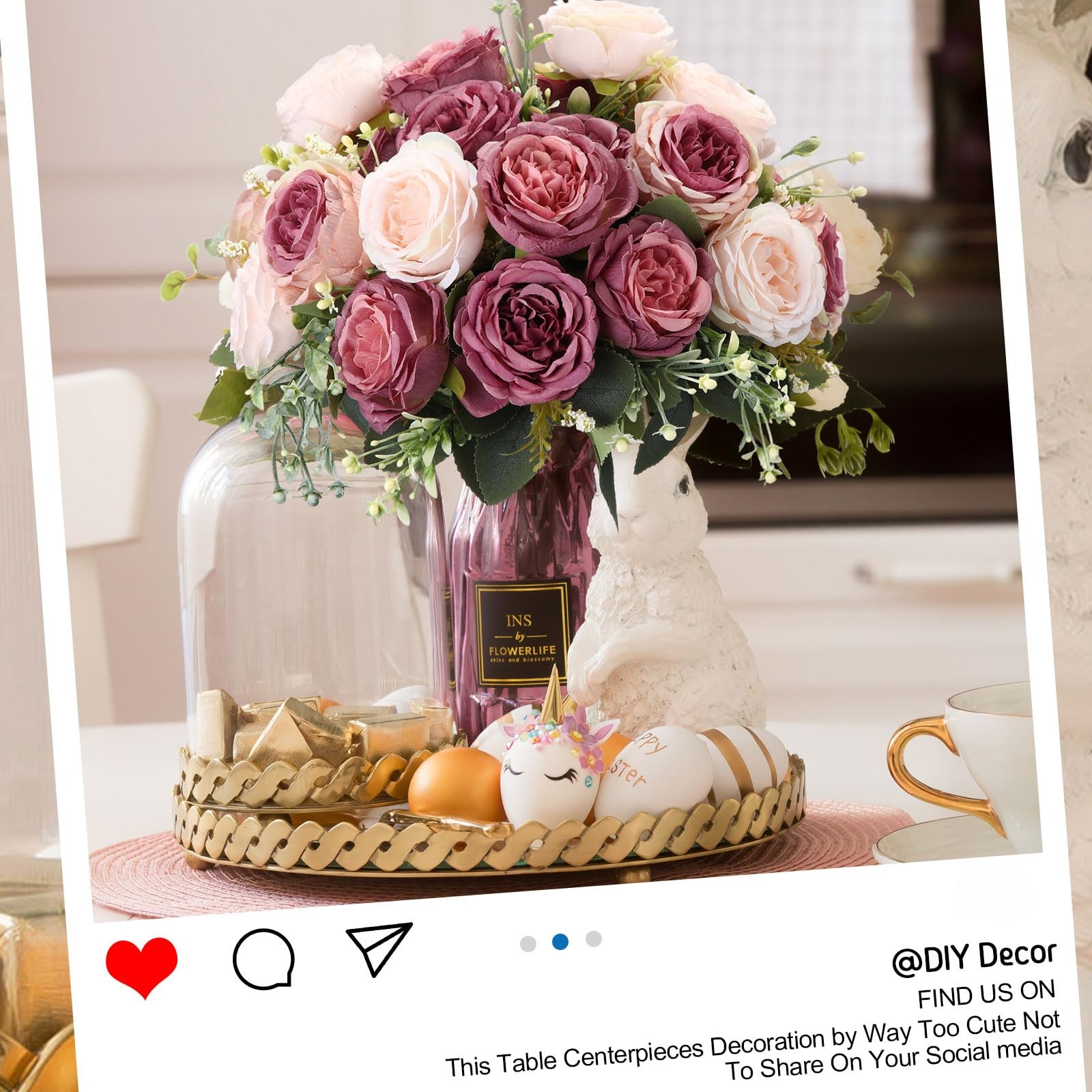 8 Bundles Artificial Peonies Flowers Fake Silk Peony Bouquet Faux Peonies Flo…
