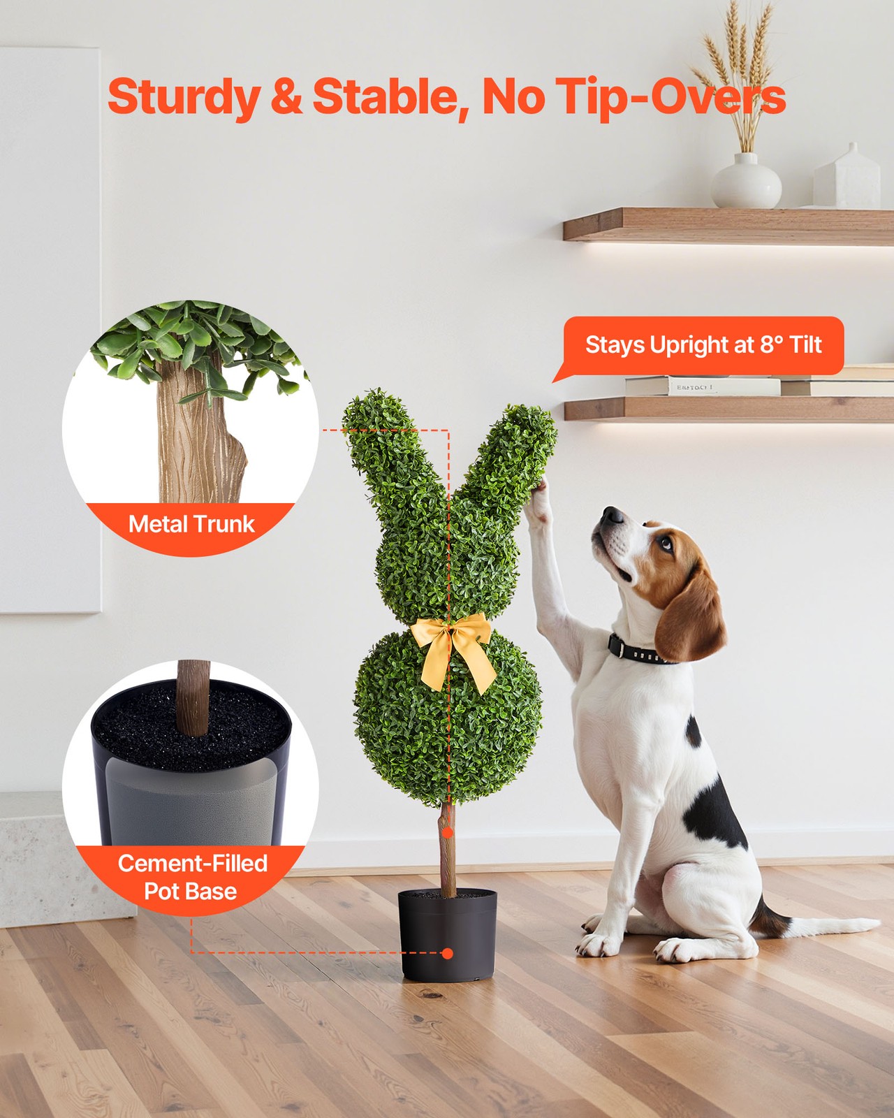 VEVOR Artificial Topiary Bunny Shape Boxwood Ball 36 Inch Faux Plant Home