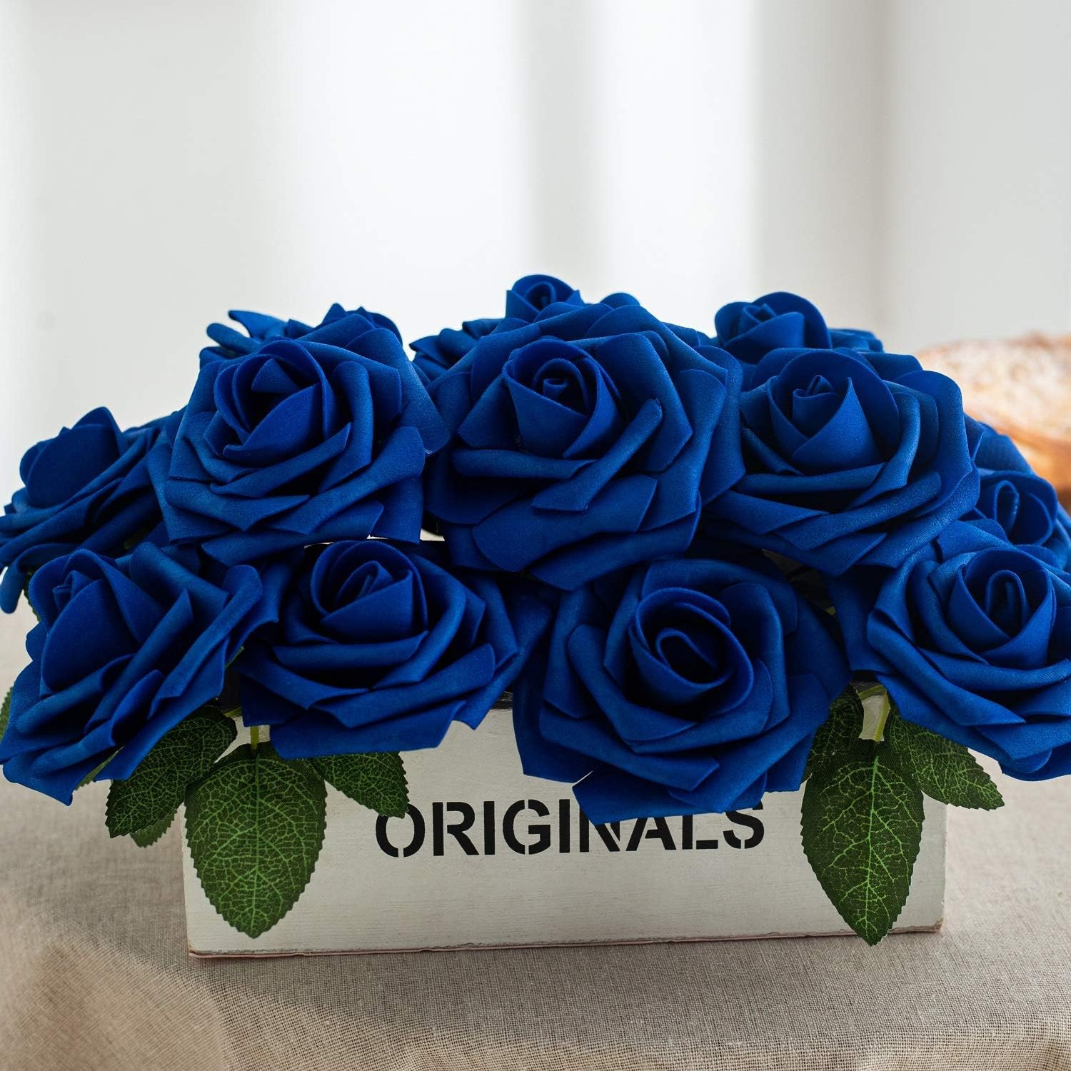 25pcs Artificial Flower Foam Rose Real Touch Roses Flower Heads with Stem for DI