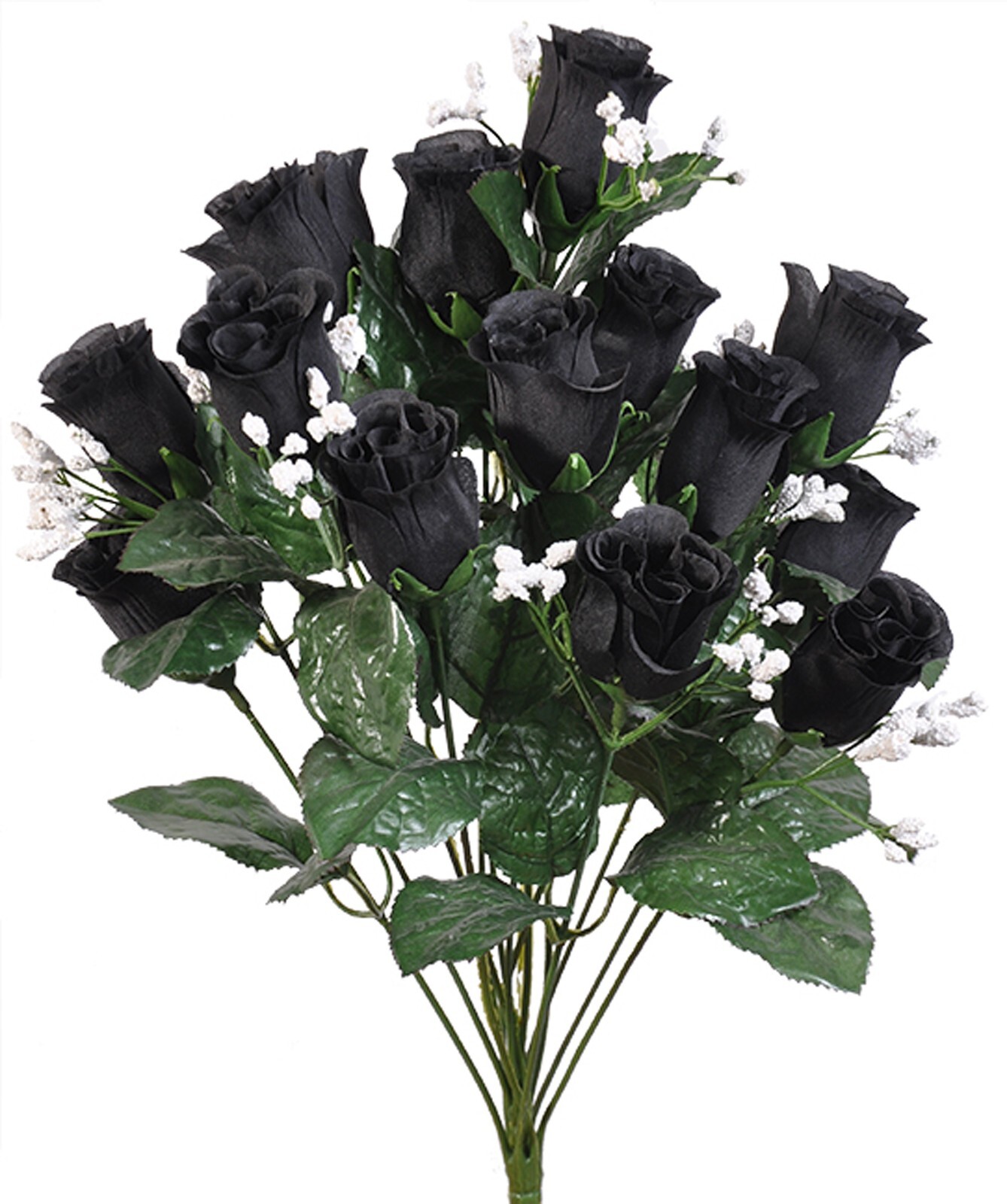 14 Black Rose Buds Artificial Silk Fake Faux Flowers Roses Bush Halloween Goth