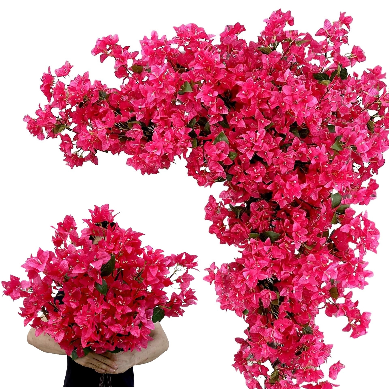 Pack of 20 – Artificial Bougainvillea Flower Stems Silk Fuchsia Bougainvillea…
