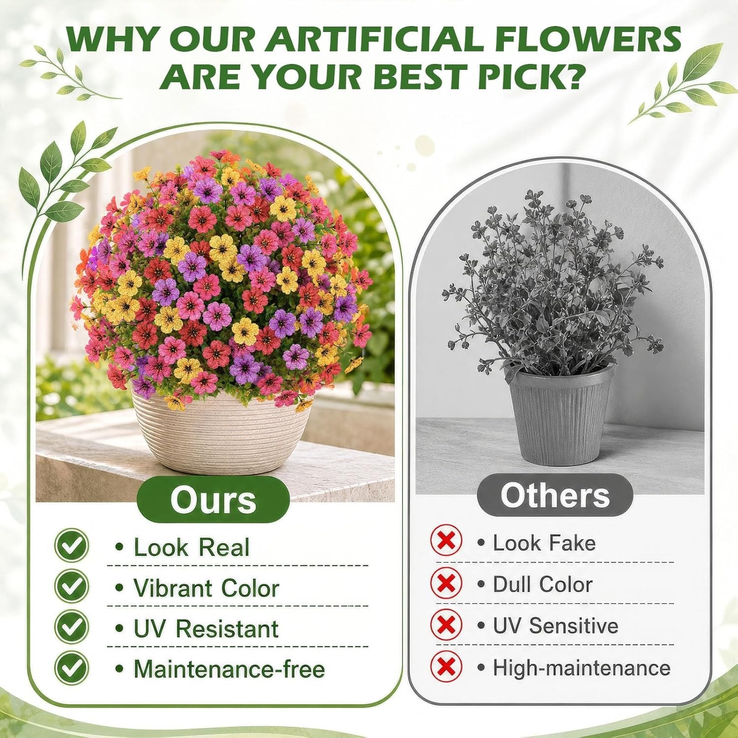2Pcs 22″ Artificial Topiary Ball Flowers for Outdoors Planters, Spring Summer…