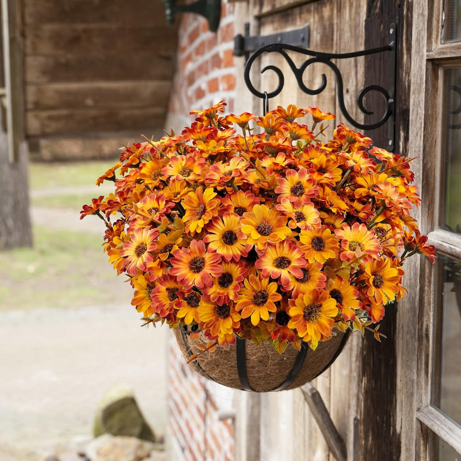 12 Bundles Artificial Mums for Outdoor Faux Silk Daisy Fall Flowers | UV Resista