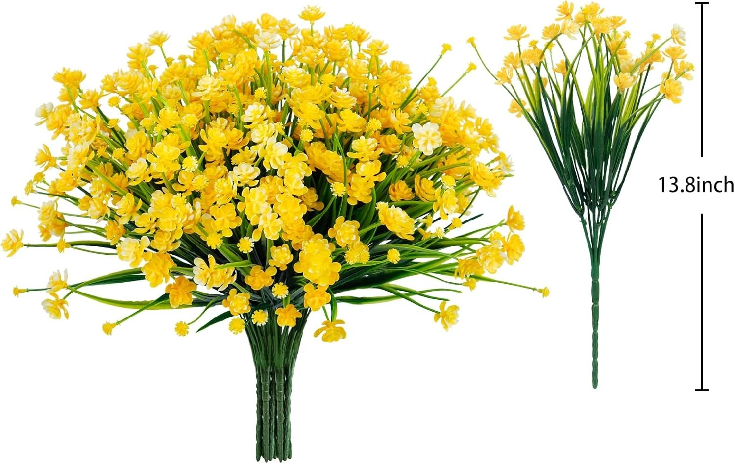 Elegant Yellow Artificial Flowers: 12 UV Resistant Bundles for Charming Spaces