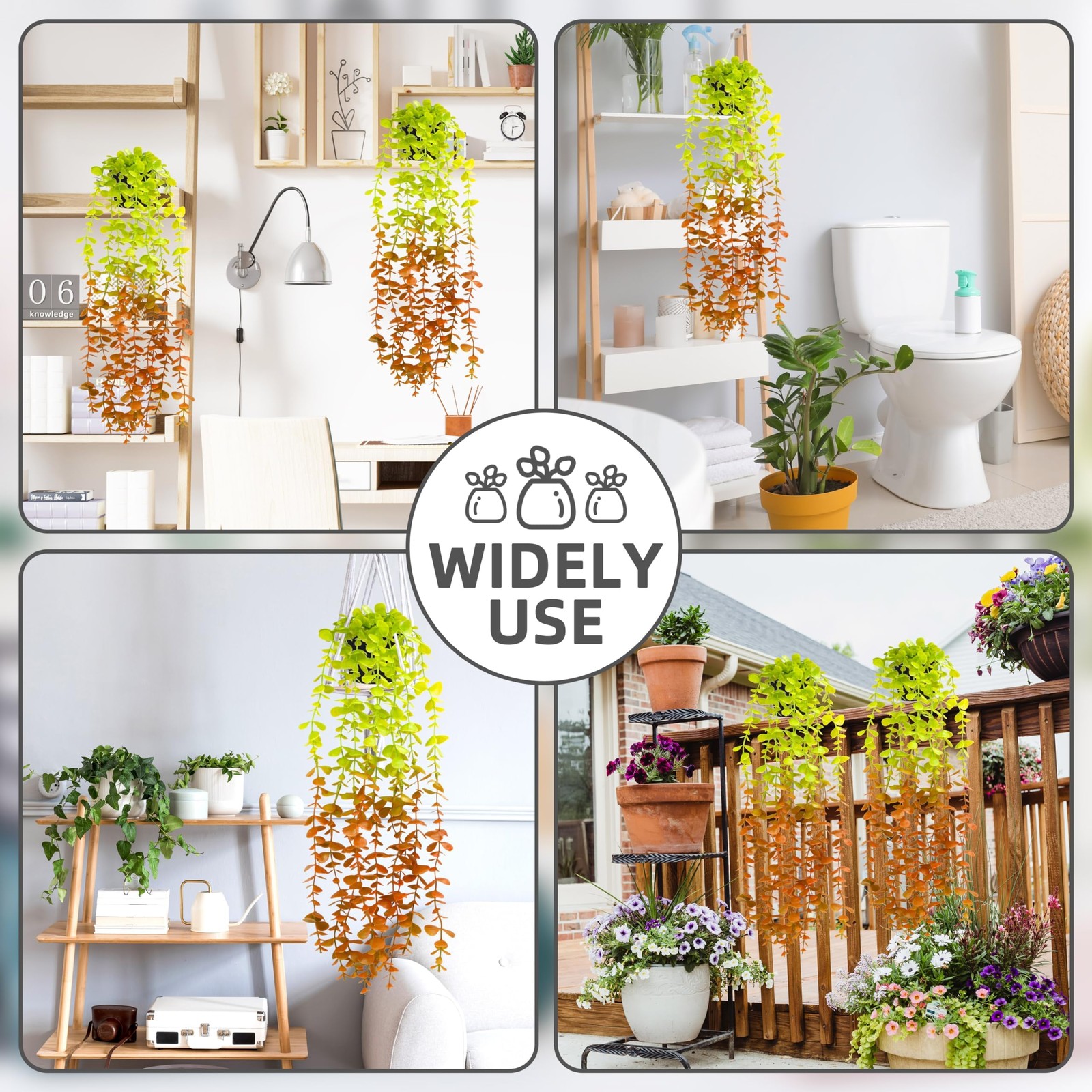 Artificial Hanging Plants for Shelf, 1 Pack Fake Potted Greenery Plant Faux R…