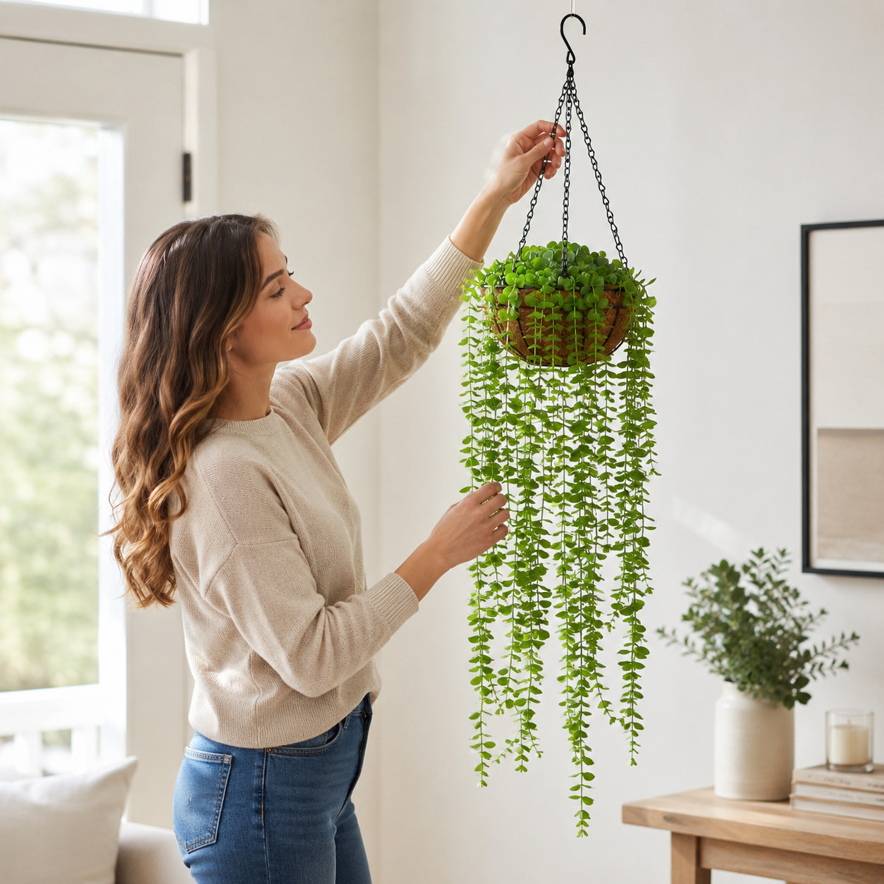 3′ Eucalyptus Artificial Plant in Hanging Basket