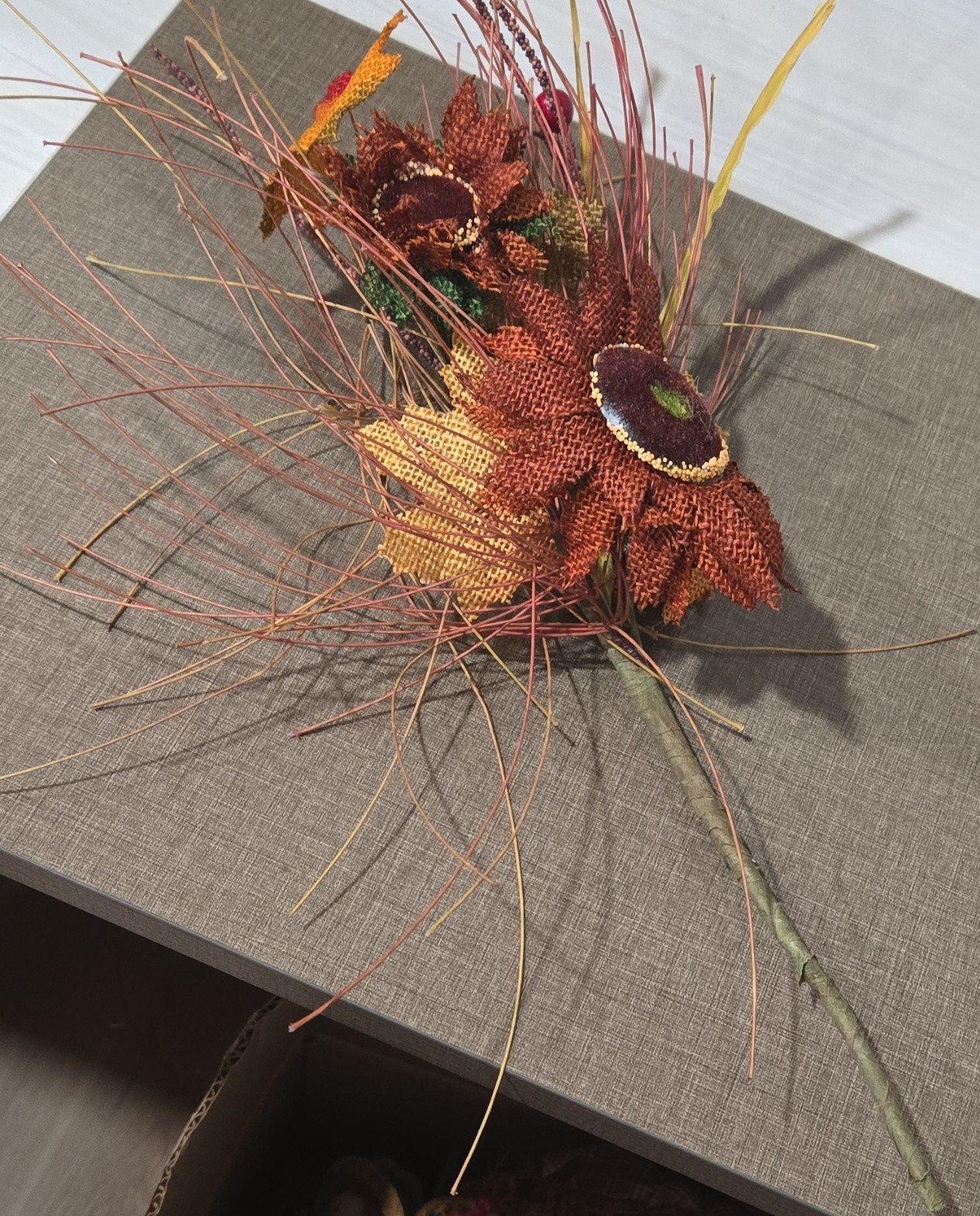 Artificial Sunflower Flower Stem Autumn Brown Orange Yellow Synthetic Houseplant