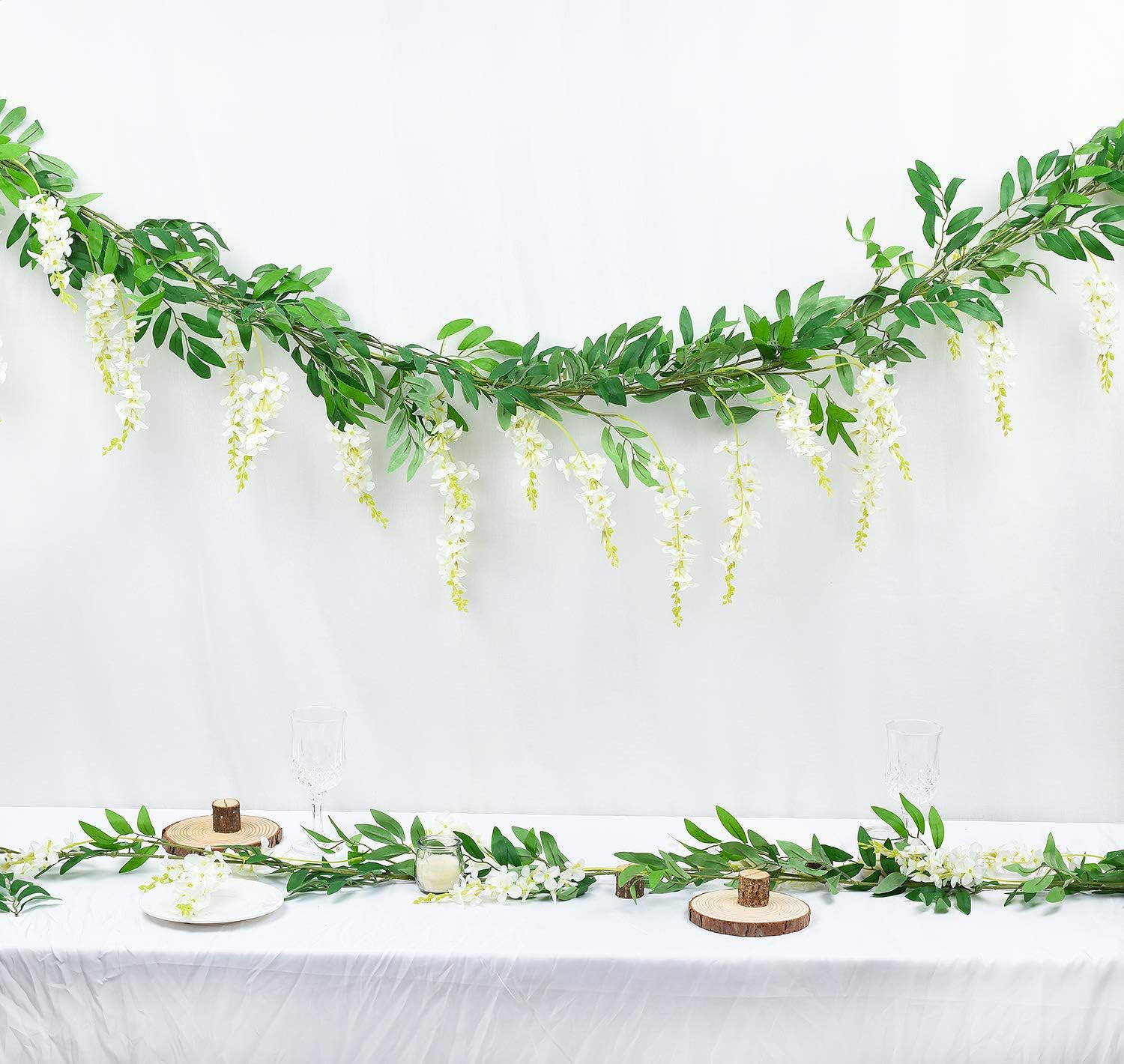 2Pcs 6Ft/Piece Artificial Flowers Wisteria Garland Artificial Wisteria Vine Hang
