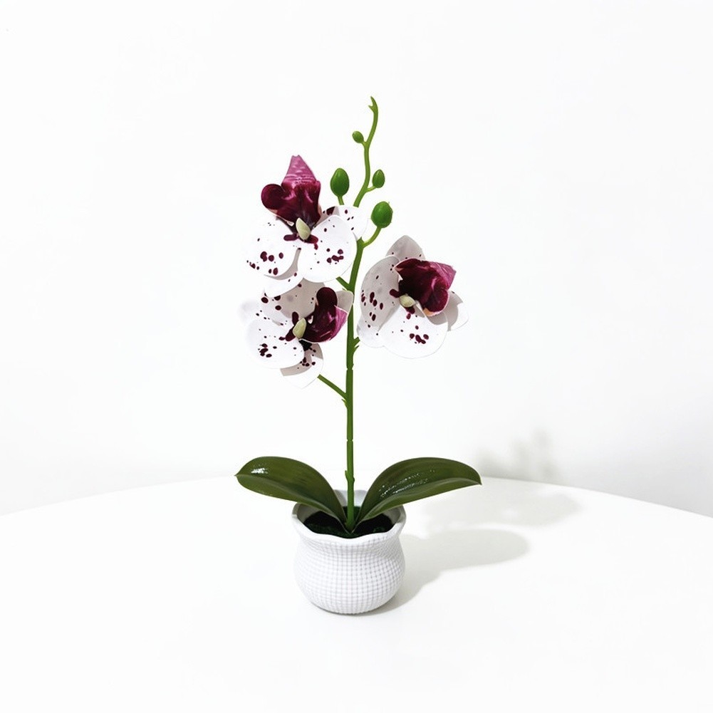 Fake Orchid Plant in Pot Plastic Fabric Materials 25x12cm for Modern Home Decor
