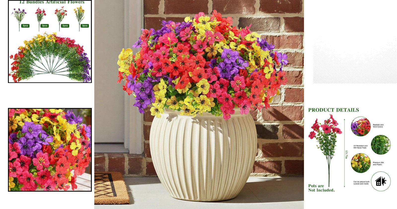 Elegant 12-Bundle Faux Daisy Arrangement – Vibrant Silk Flowers for All Seasons