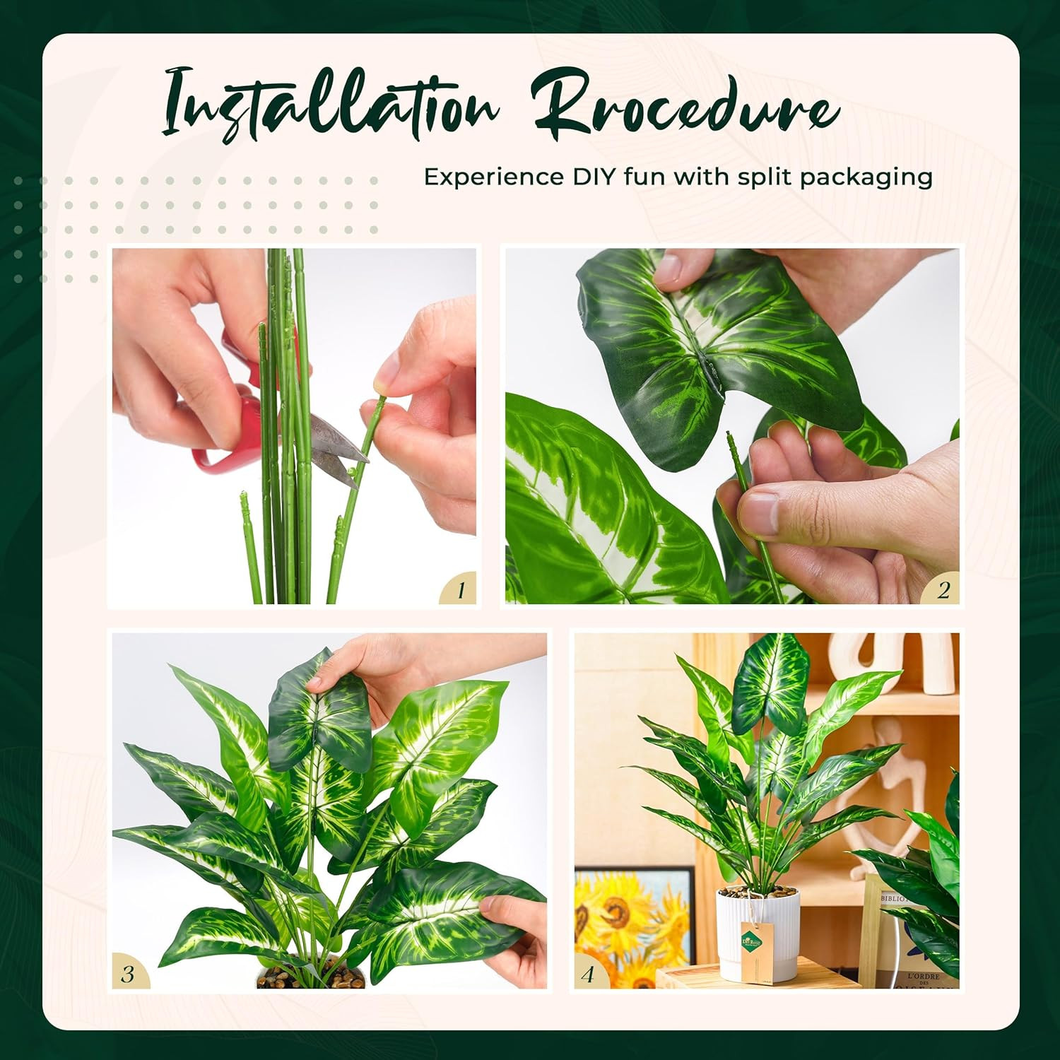 2 Pack 16″ Fake Plants Artificial Tropical Plants Indoor Faux Greenery for Home
