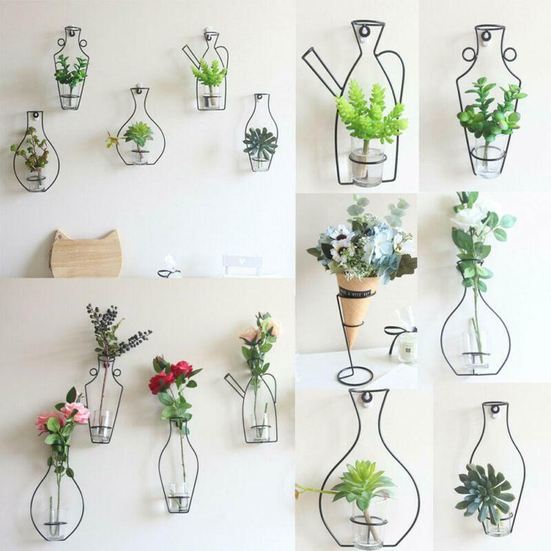 1x Creaive Homeart Nordic Style Iron Frame Vase Wall Hanging Plant Dried Flower