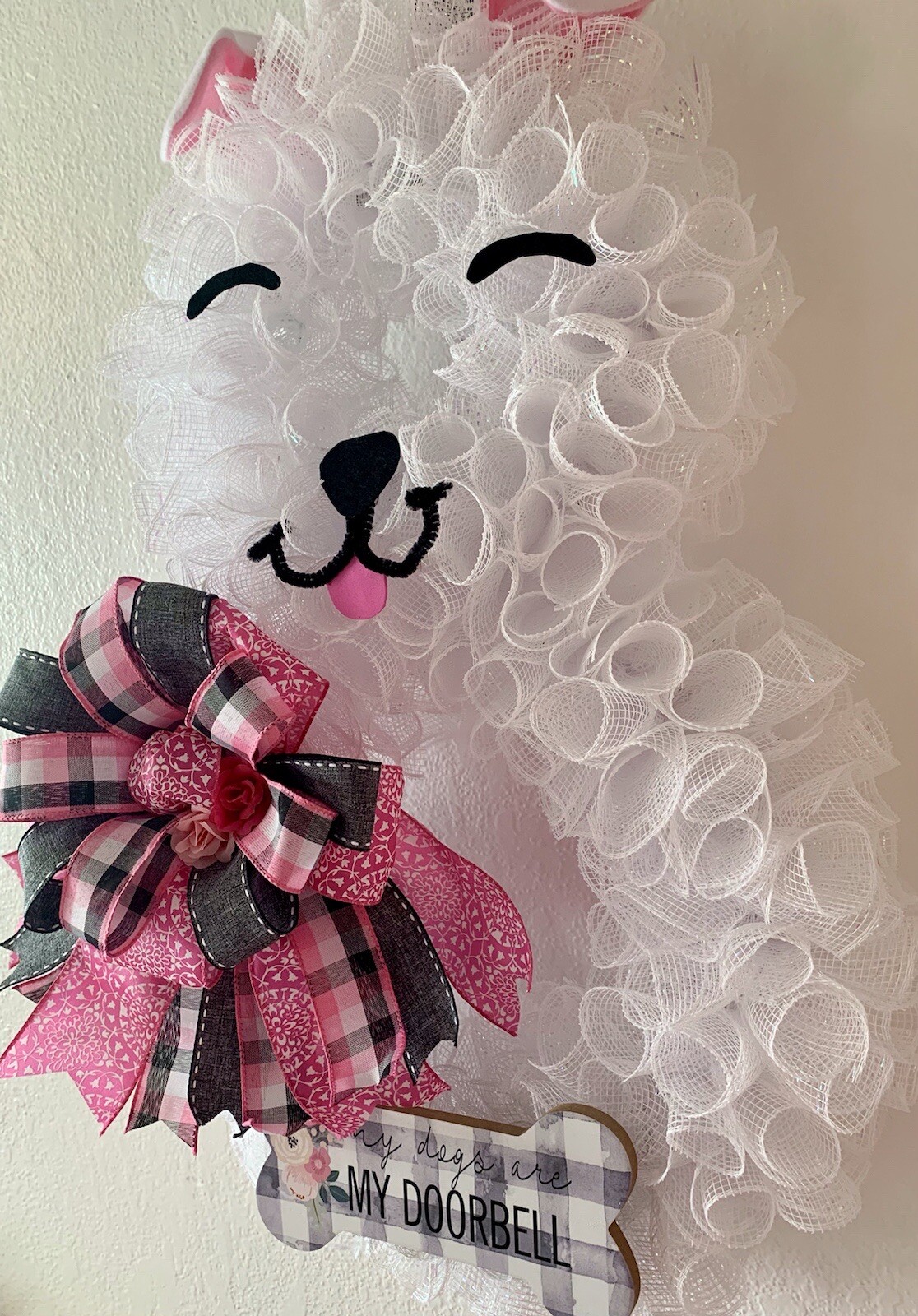 Deco Mesh Pet Dog Wreath, Door Decor, Wall Hanging, Puppy Wreath, Pet Decor