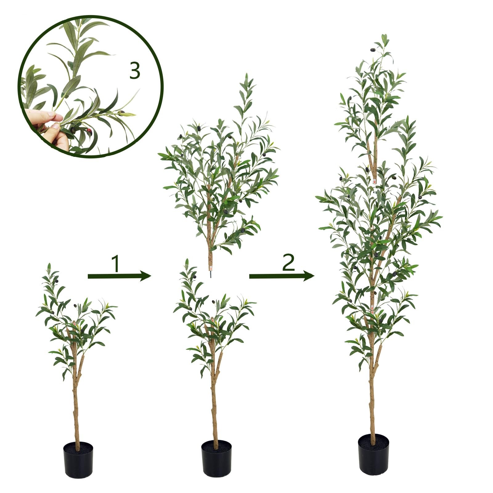 6FT Artificial Olive Tree, Realistic Faux Tree with Leaves and Fruits for Ind…