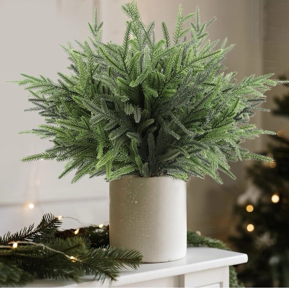 18″ Artificial Norfolk Pine Stems 8 Pack Real Touch Christmas Decorations