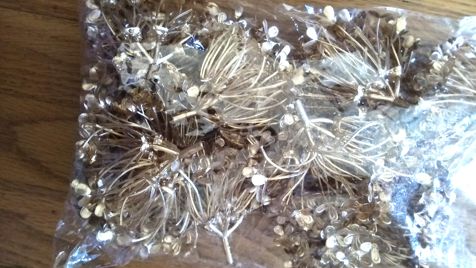 10 Pcs Artificial Gold Flower Hydrangea Party, Wedding, Holidays Christmas Decor