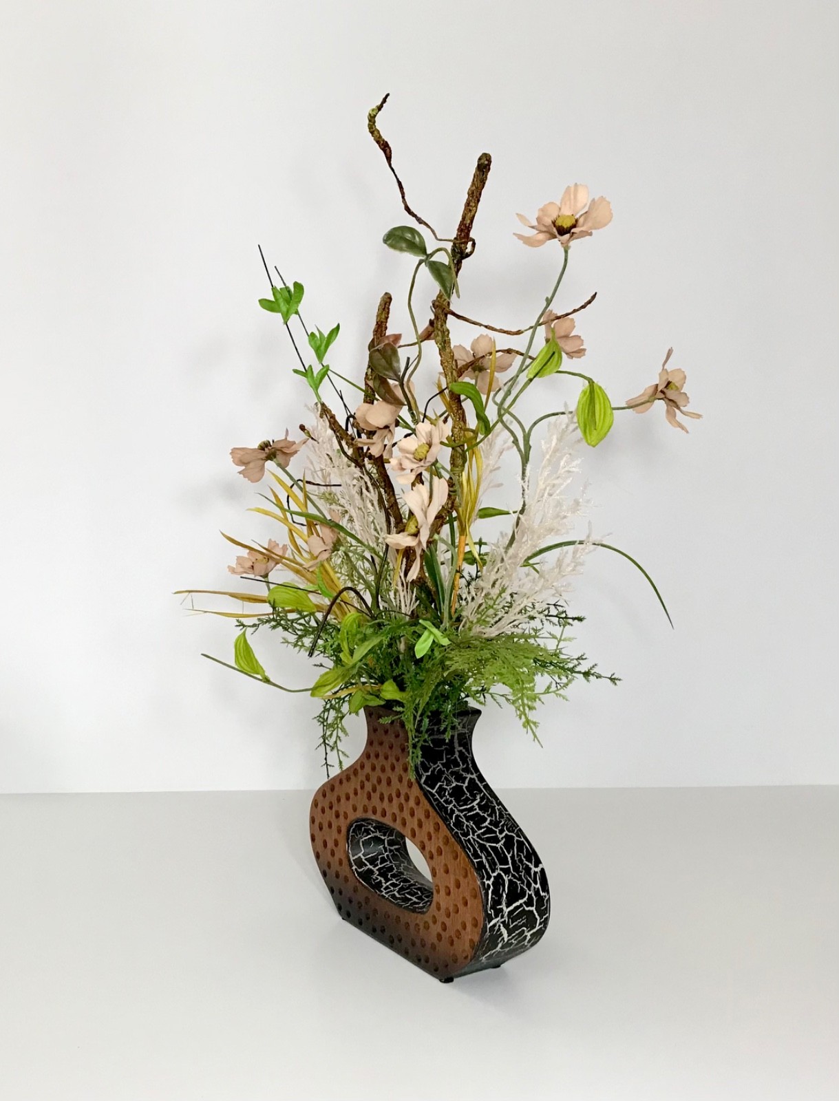 EVERYDAY WILDFLOWER FLORAL ARRANGEMENT MODERN OPEN VASE EARTH TONE CENTERPIECE