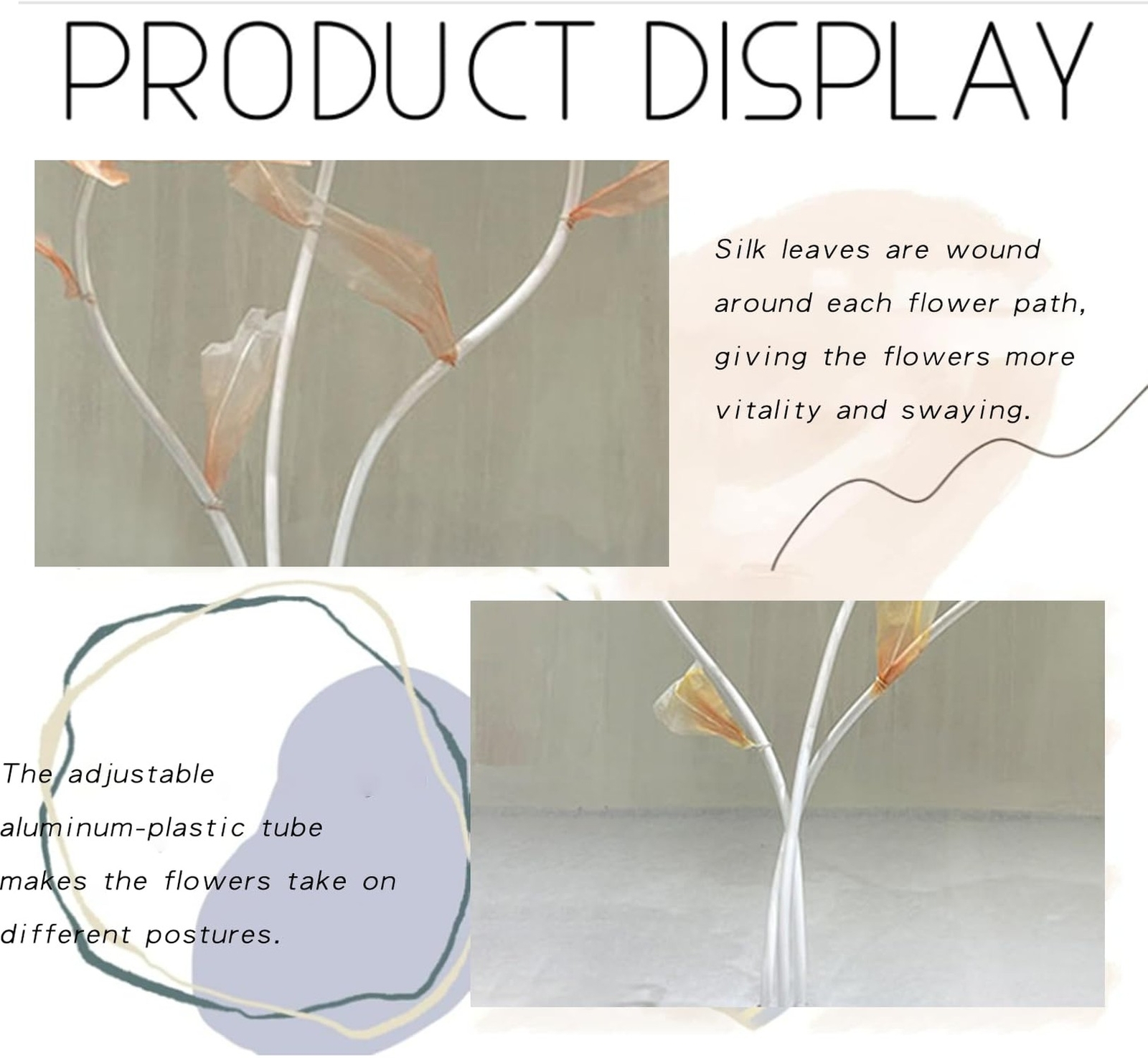 Artificial Silk Flower Decoration, Large Fake Flower with Standing Stems and …