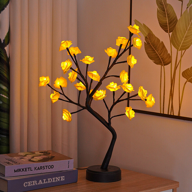 Table Flower Tree Rose Lamp USB Operated