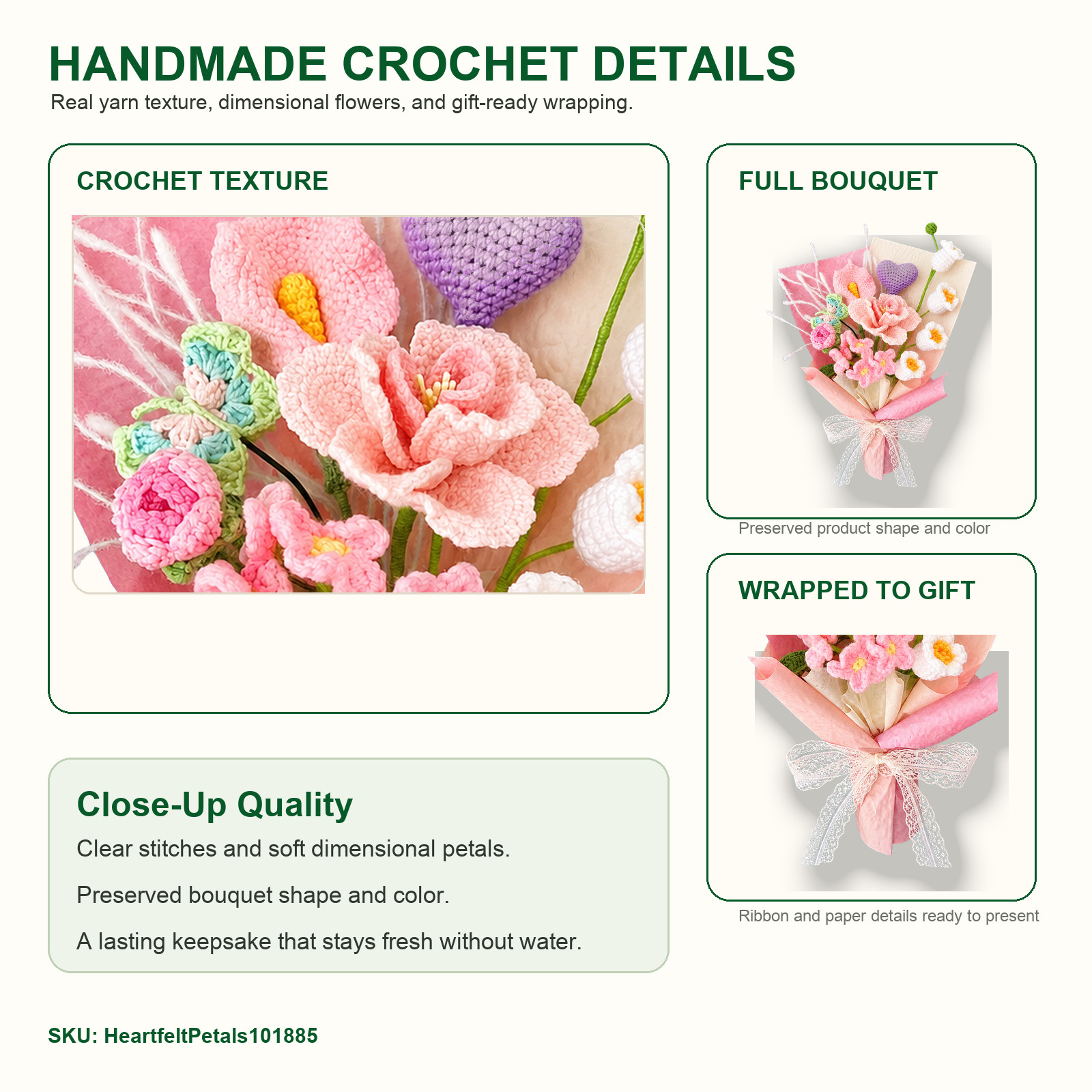Pink Purple Crochet Flower Bouquet Birthday Gift for Her