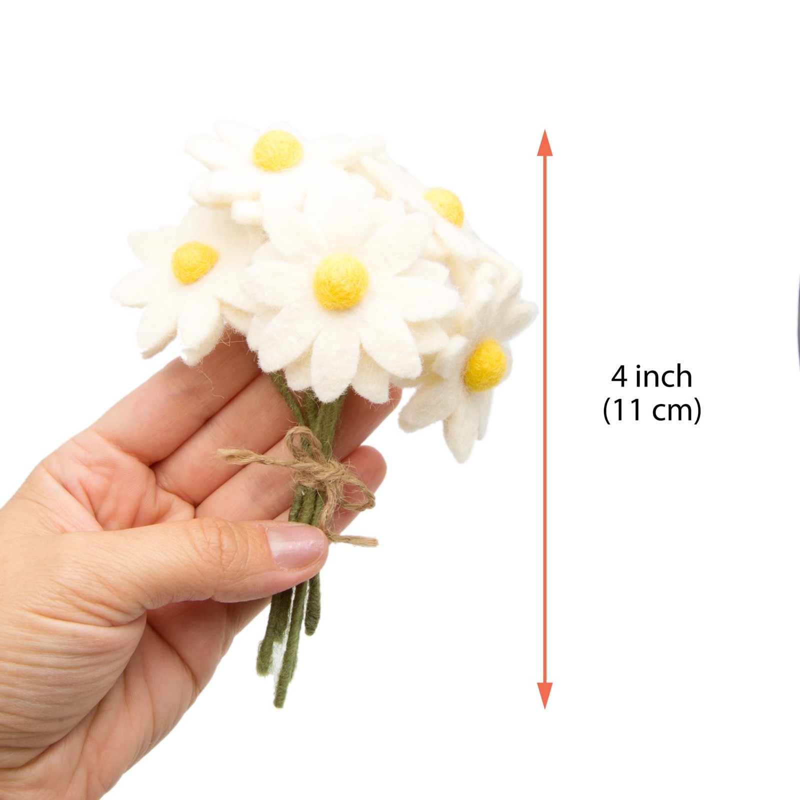 Felt White Daisy Artificial Mini Flowers Bouquet – 5pcs | Reusable, Washable …