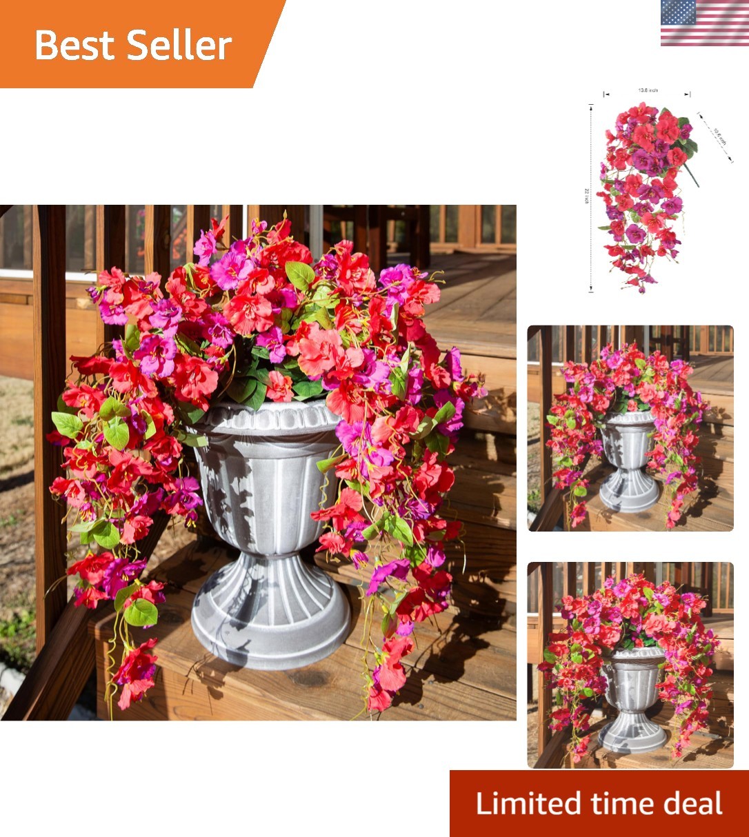 Set of 4 UV Resistant Artificial Hibiscus Flowers for Elegant Outdoor Decor