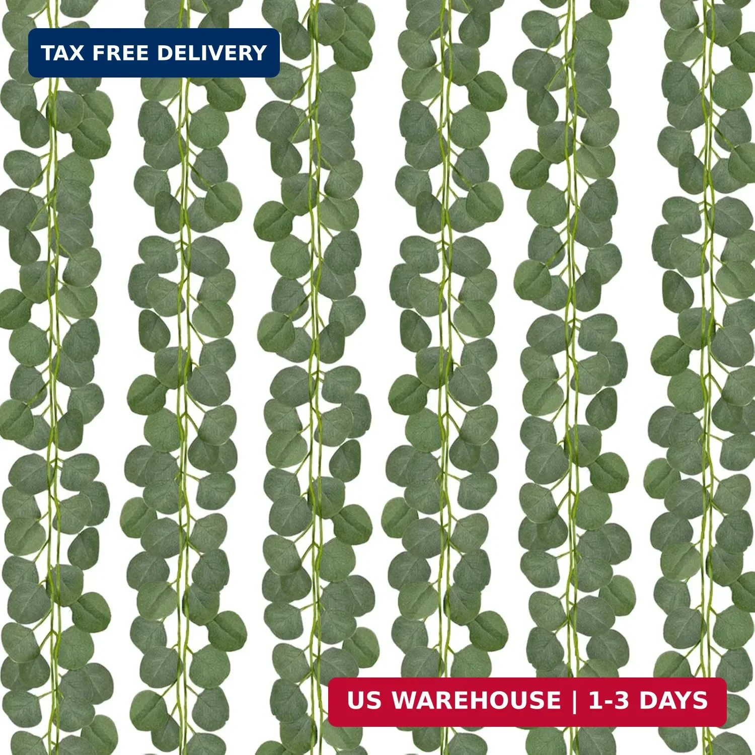 CQURE 12 Pack 84Ft Eucalyptus Garland,Artificial Eucalyptus Leaves Table Greener