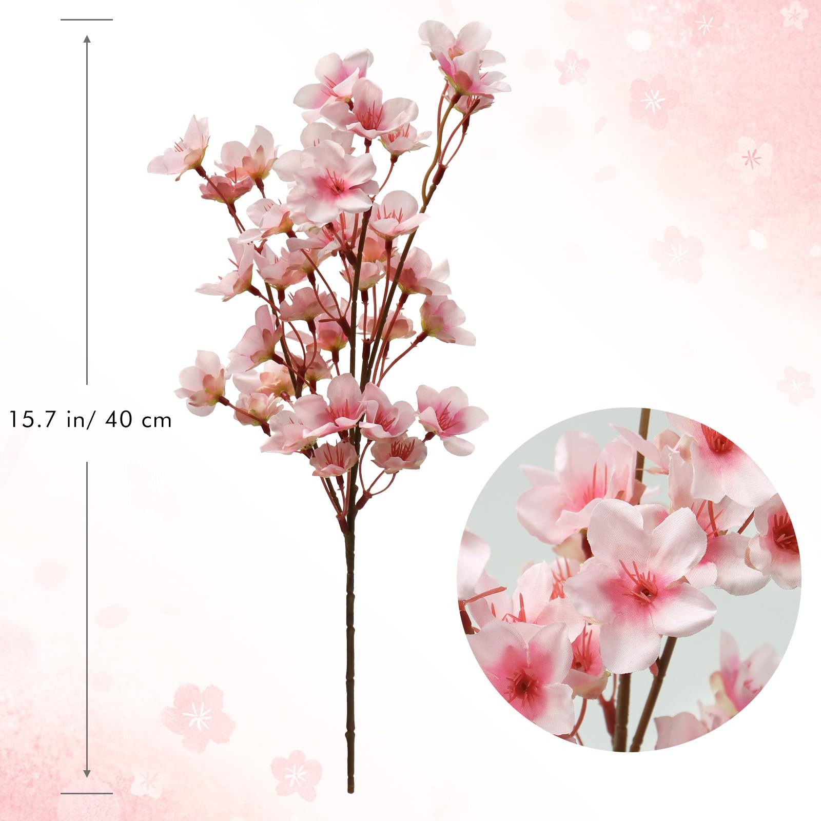 6PCS Artificial Cherry Blossom Flowers, Pink Faux Peach Blossom Branches Stem…