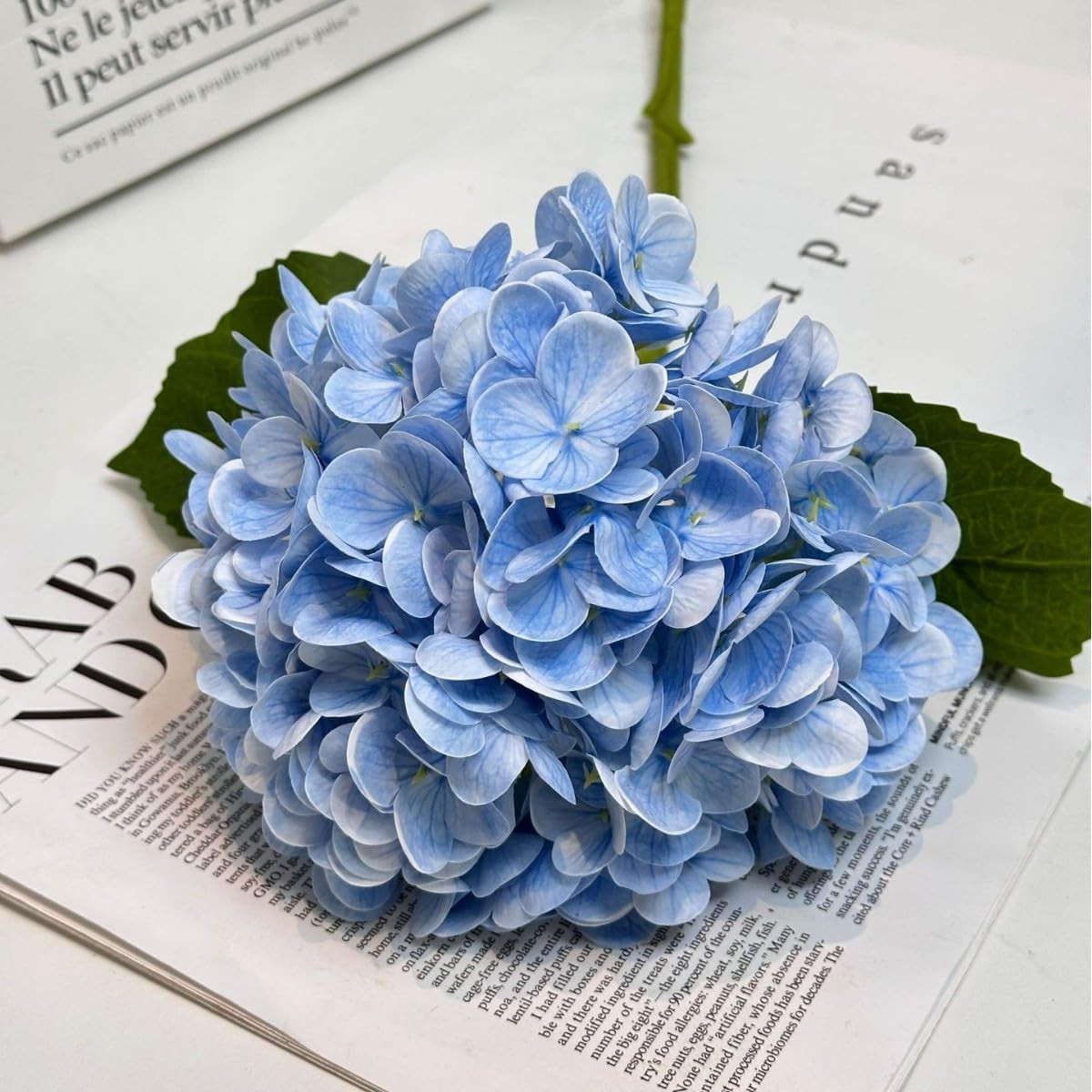 3 Pcs Artificial Hydrangea Flowers, 21″ Latex Real Touch Hydrangeas Large