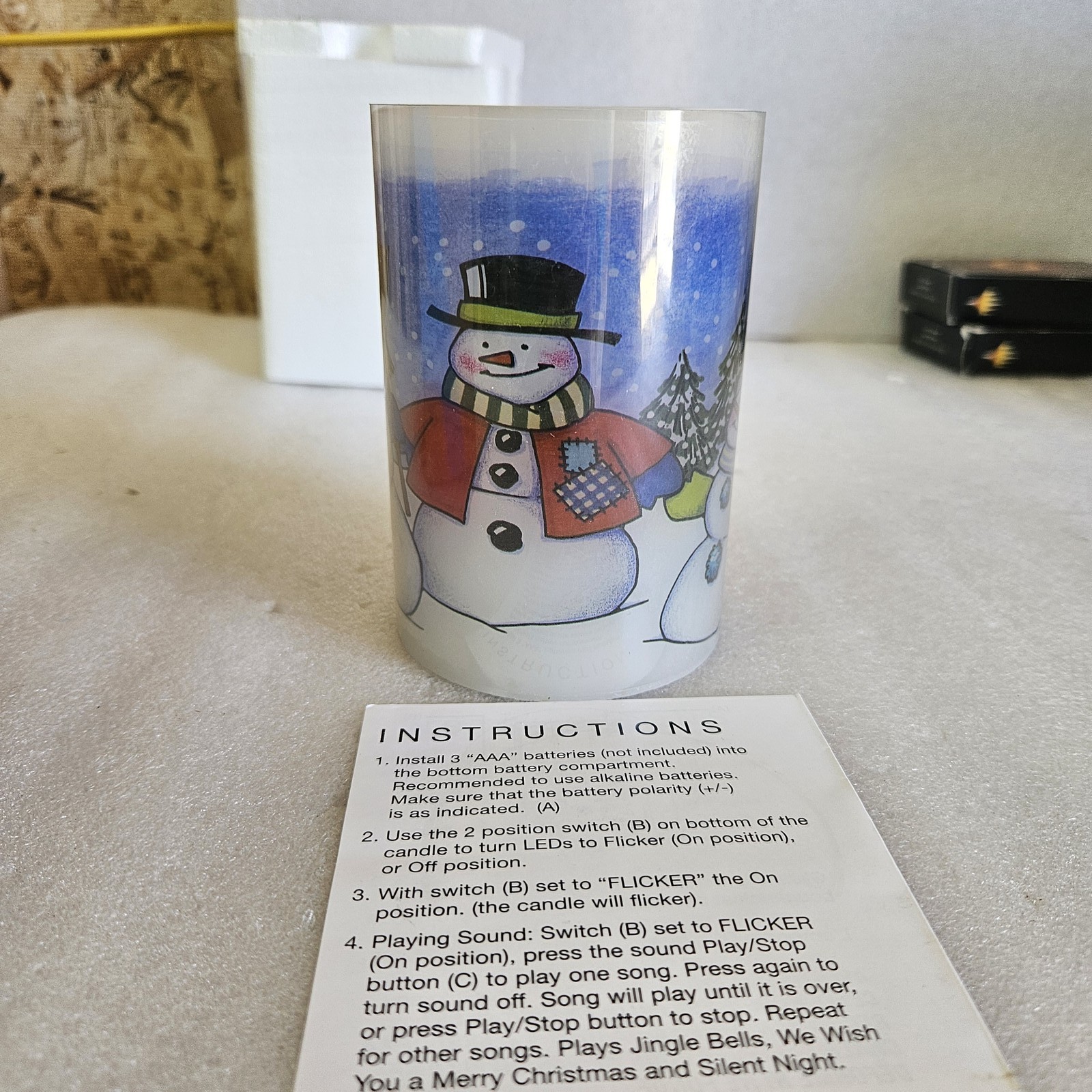 AVON Holiday Musical Flameless LED Pillar Candle Snowman Fun Christmas Decor