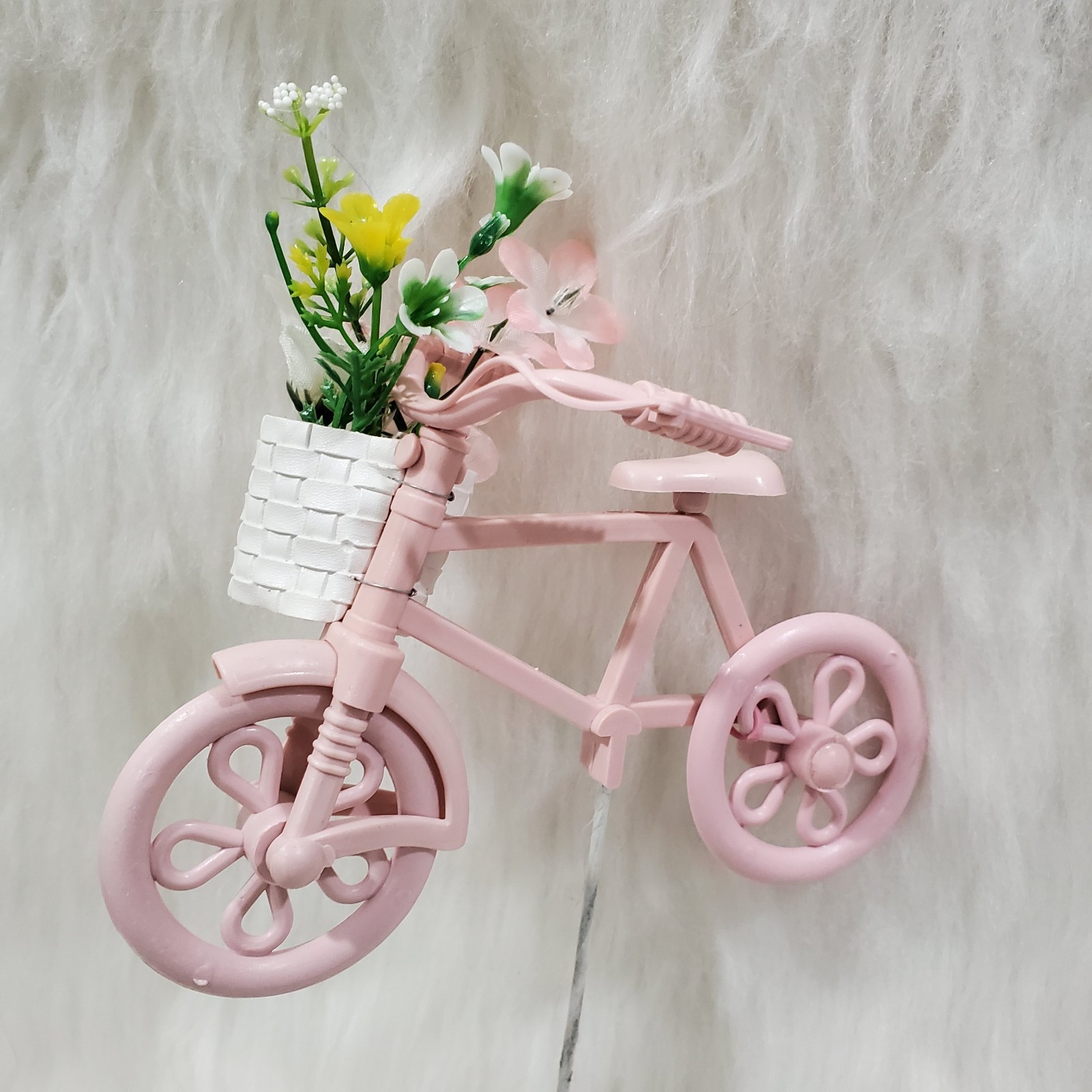 Flower Basket Pink Bicycle Spring Picks Artificial Spring Decor Projects