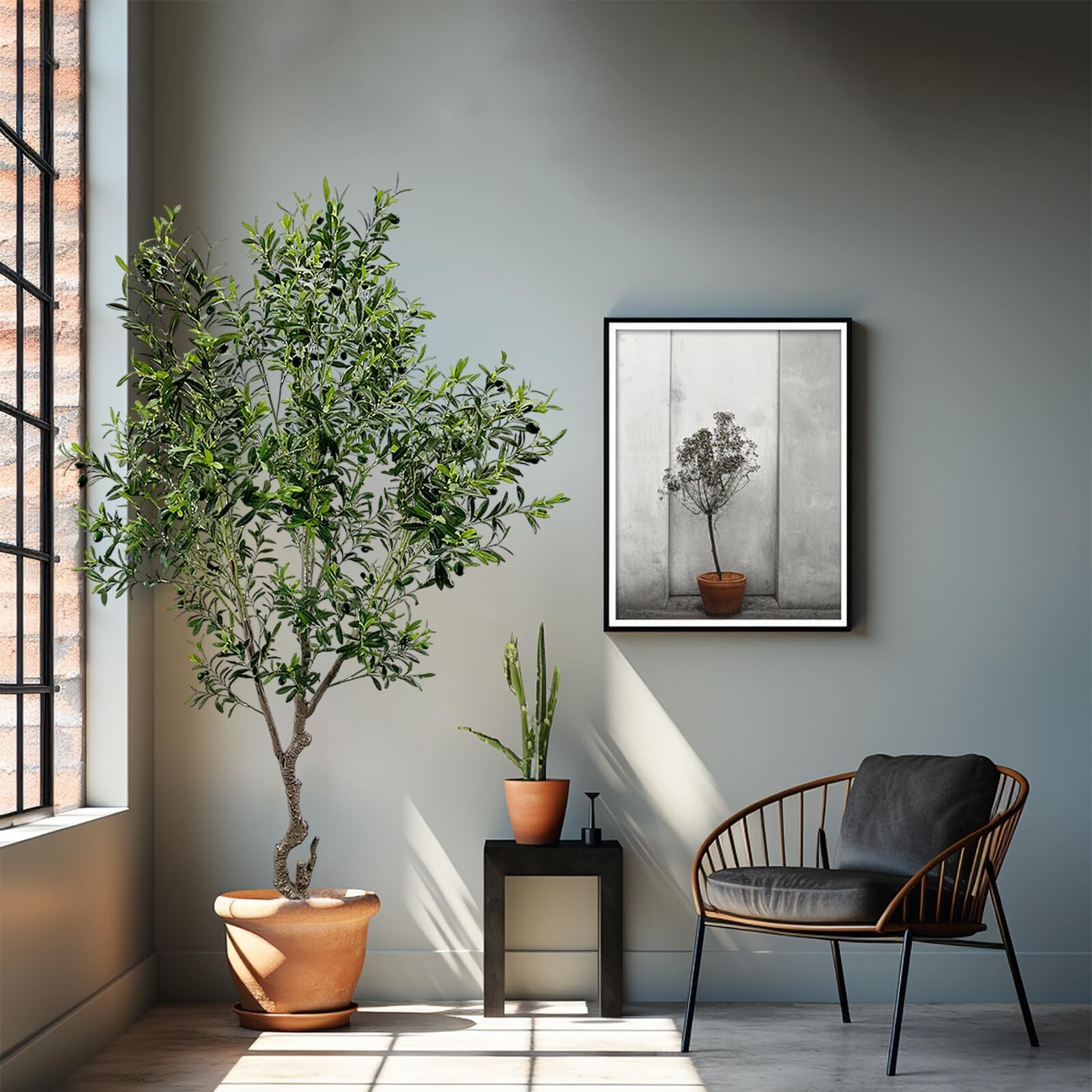 Artificial Tree Faux Olive Tree 8ft(3198leaves) Tall Fake Olive Plant in Pot …