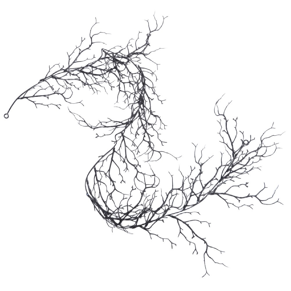 Black Halloween Garland – 6.2ft Branch Twig with Hanging Loop for Mantle, Wall,